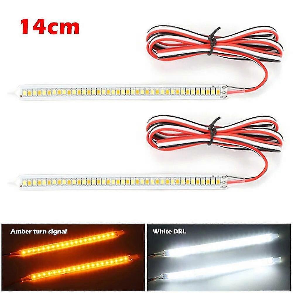 Car Rearview Mirror Turn Signal 14/18cm Flexible Led Flowing Strip Light 12v Amber White Turn Signal Drl Dynamic Driving Lamp