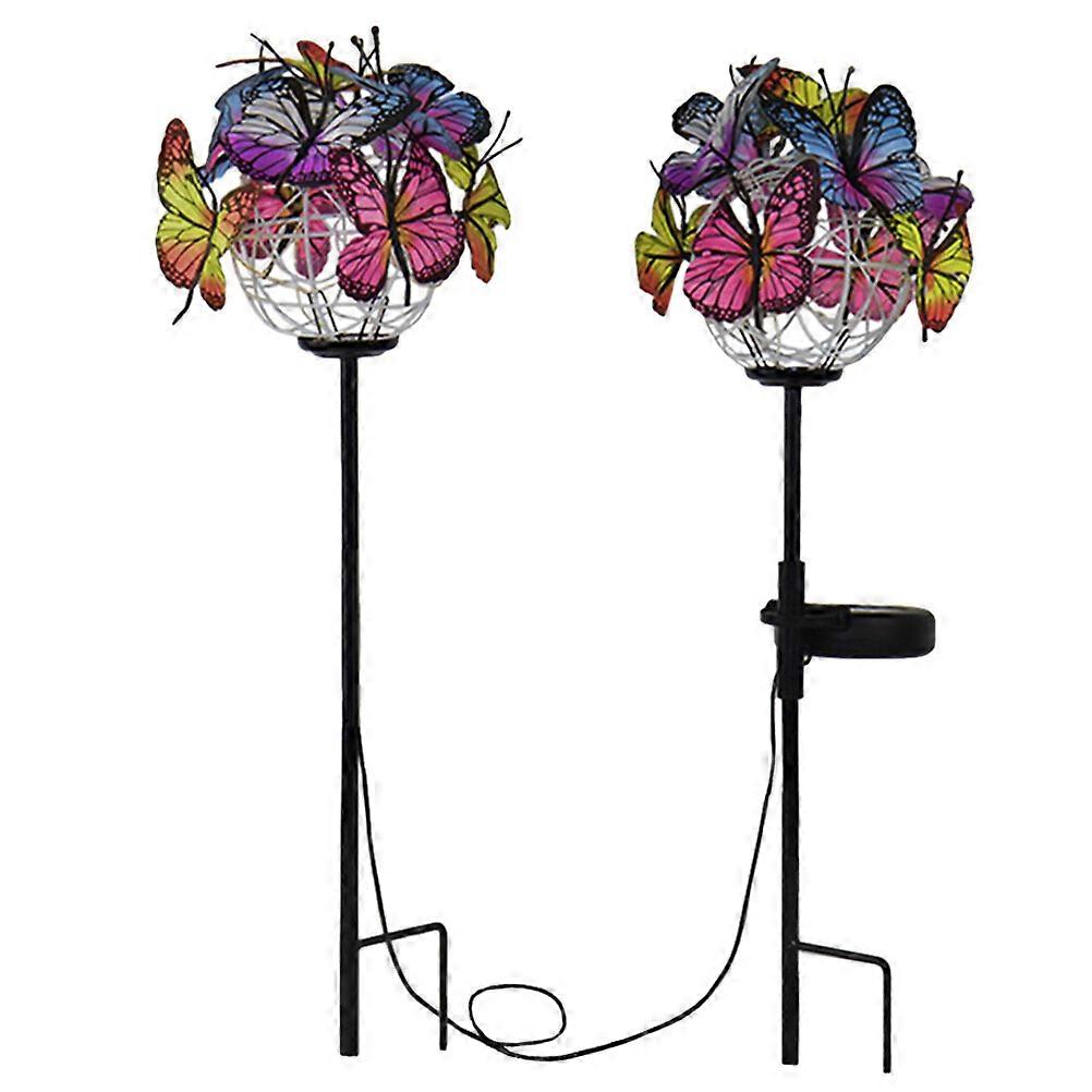 1 Set LED Solar Powered Lamp Butterflies Decorative Garden Stake Light for Yard