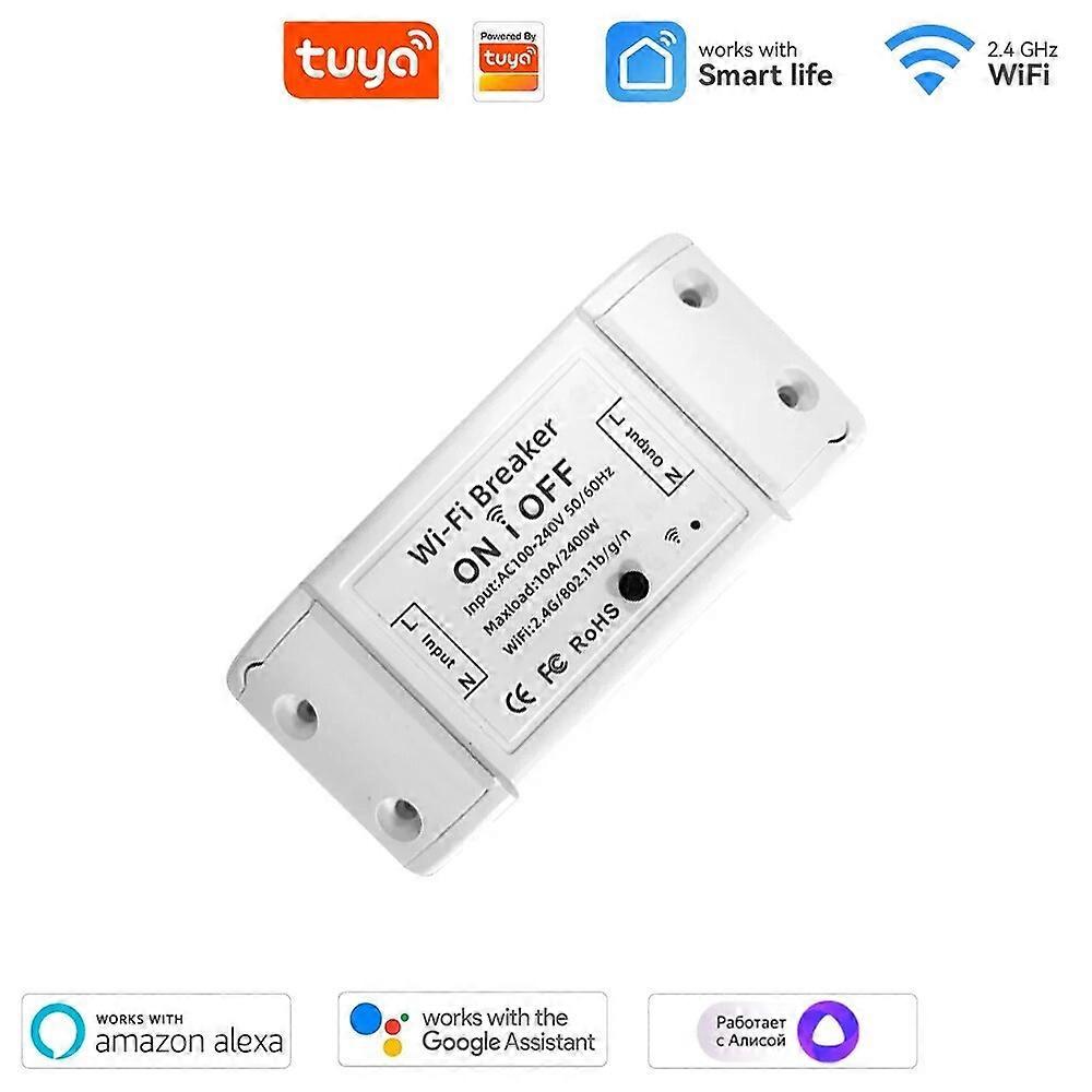 10A WiFi Smart Light Switch Universal Breaker Timer Tuya Smart Life APP Control Modules for Basic R2 Work with Alexa Google