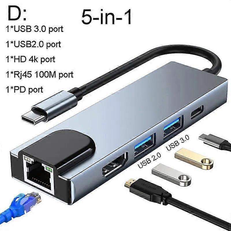 Mosible USB C Hub to HDMI-compatible Rj45 VGA Adapter OTG Thunderbolt 3 Dock with PD TF SD Jack3.5mm for Macbook Pro/Air M1 M2