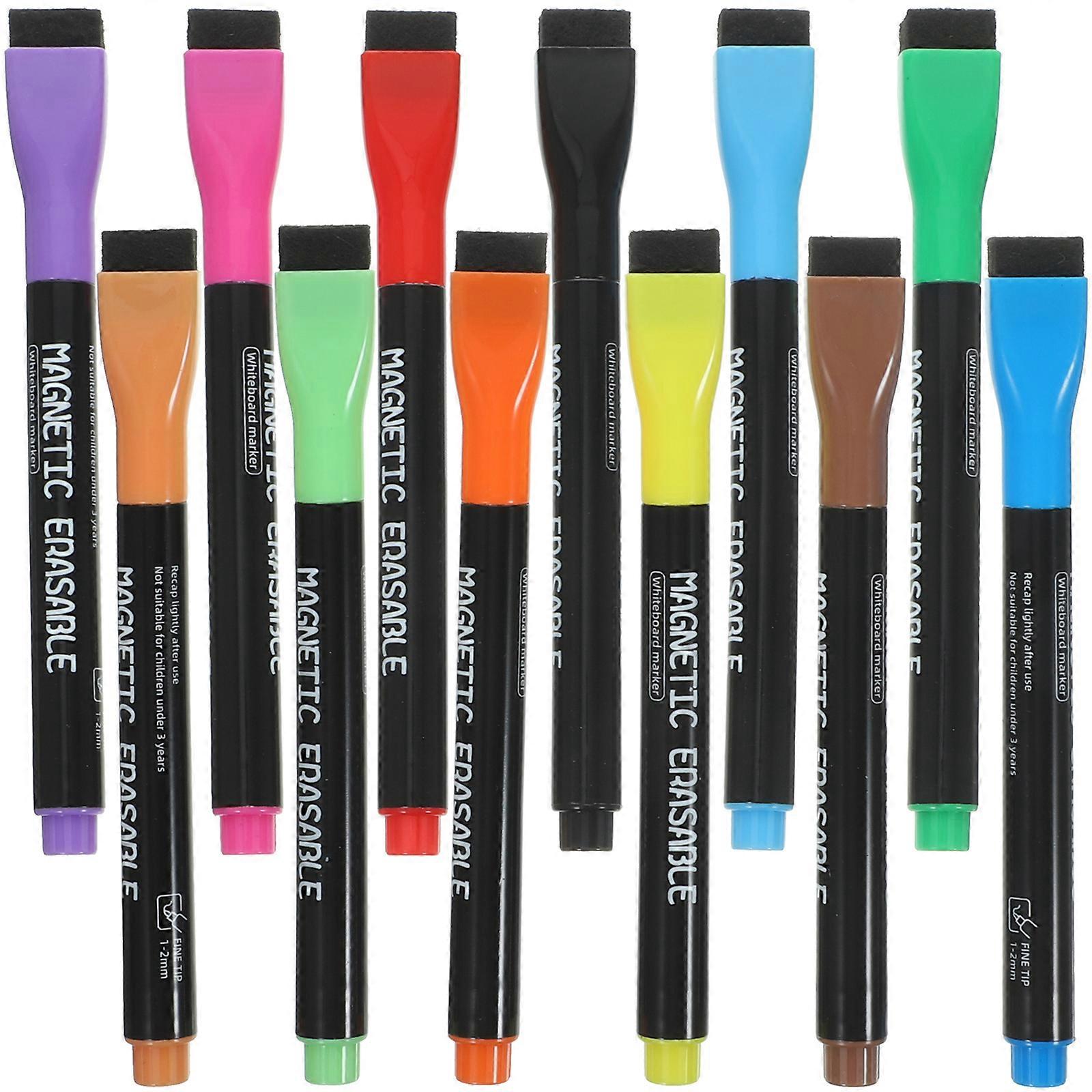 12Pcs White Board Markers Erasable Whiteboard Markers Reusable Whiteboard Dry Erase Markers
