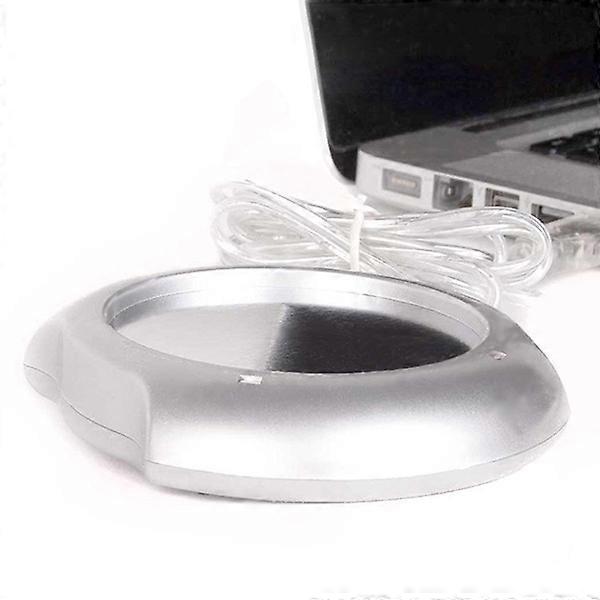 USB Cup Mug Warmer Heater Pad with 4 Port USB Hub (Silver)