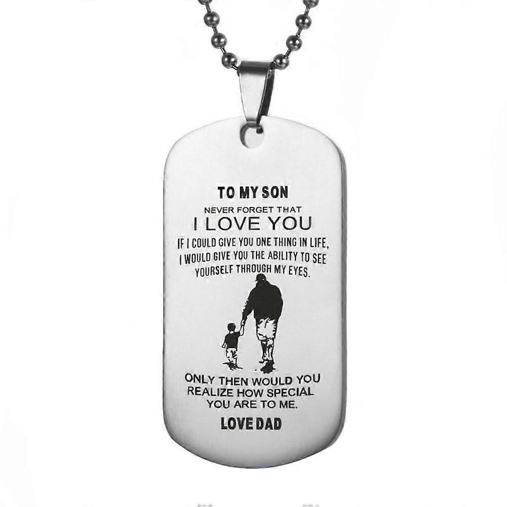 私の息子に私はあなたを愛しています ネックレスステンレススチールタグネックレスミリタリーペンダントドッグタグチェーン お父さんからの愛の贈り物