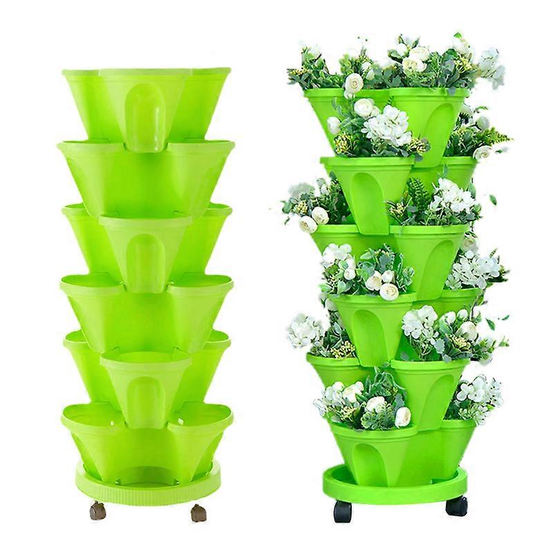Strawberry Vertical Planter Tower Garden 6 Tiered Stackable Herb Planter
