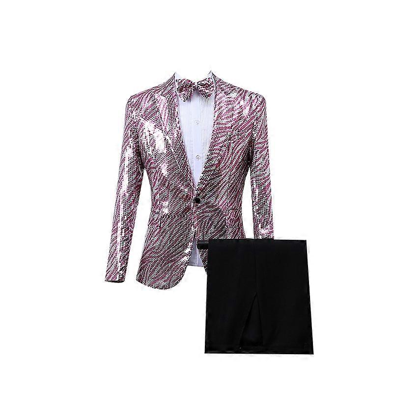 Men's Suit Sequin Stage Costume Stylish Tuxedo Wedding Prom Dinner Party