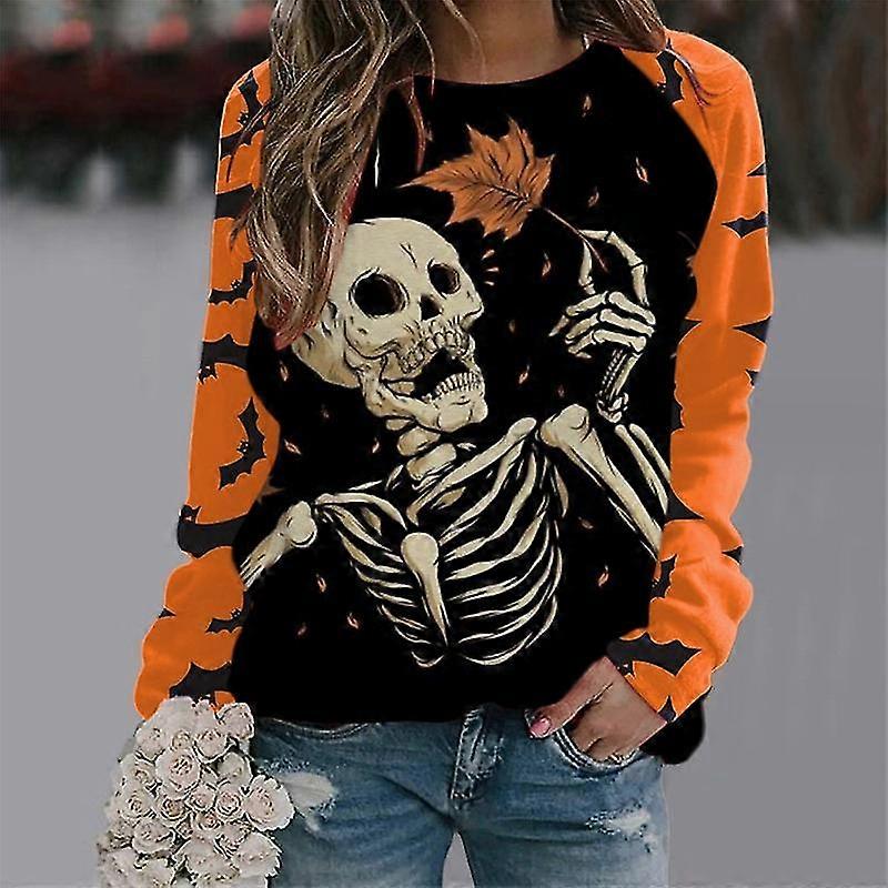 Felpe di Halloween Donna Autunno Zucca Camicie a maniche lunghe Camicetta Zucca Grafico Stampato Girocollo Pullover Top