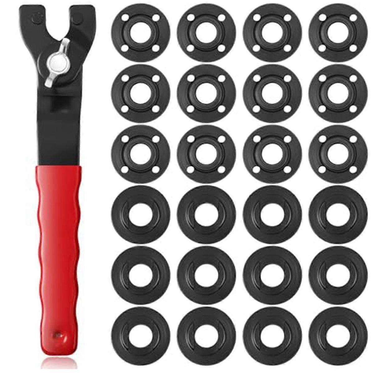 25PCS Angle Nut Angle Grinder Wrench Kit 5/8 Inch -11 Flange Metal Lock Nut Wrench Compatible with / Red