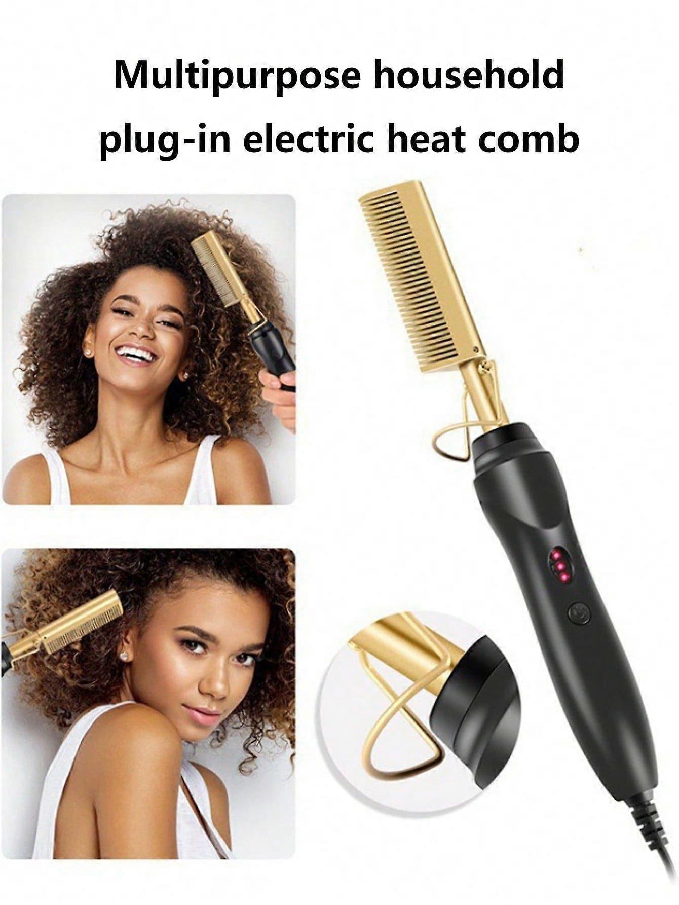 Hot Comb, Multi-Function Hair Straightener & Curler, Dry/Wet Dual Use, Electric Hair Styling Tool