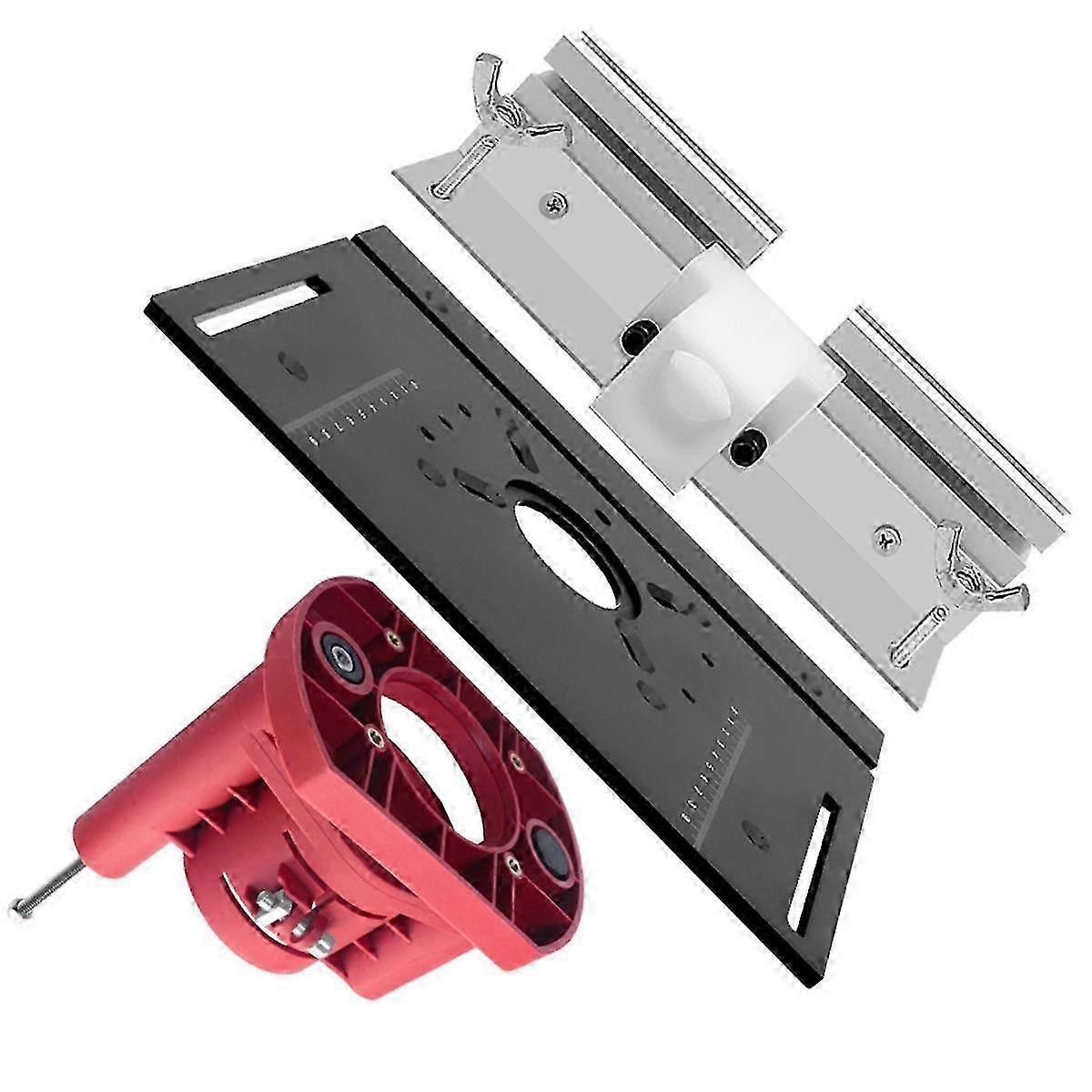 Sistema di sollevamento del tavolo del router di precisione - Set di inserti per piastre del router - per configurazioni ripetibili rapide, accurate e affidabili - rosso nero
