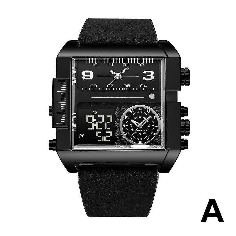 Black case and black belt (A)$Men's electronic watch dual display electronic quartz watch