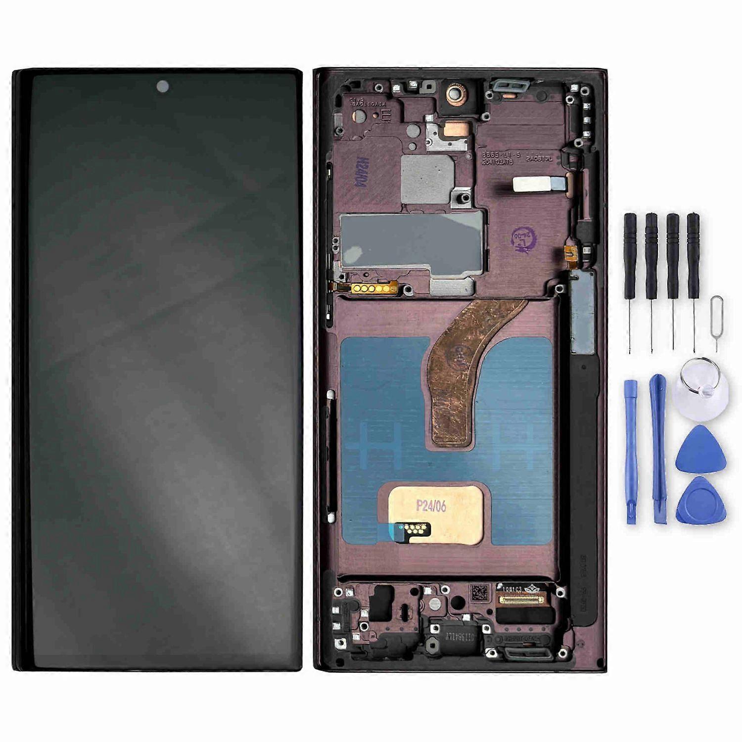 适用于三星 Galaxy S22 Ultra 显示屏全 TFT,带框架备件维修紫色