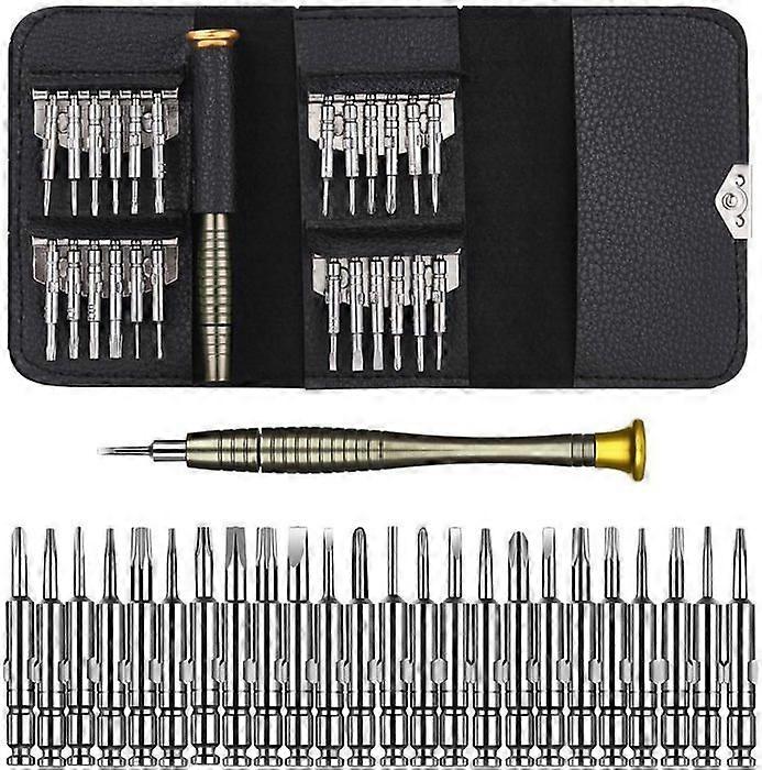 25-in-1 Screwdriver Set - Repair Tools - Black - Torx - Precision - Leather Case