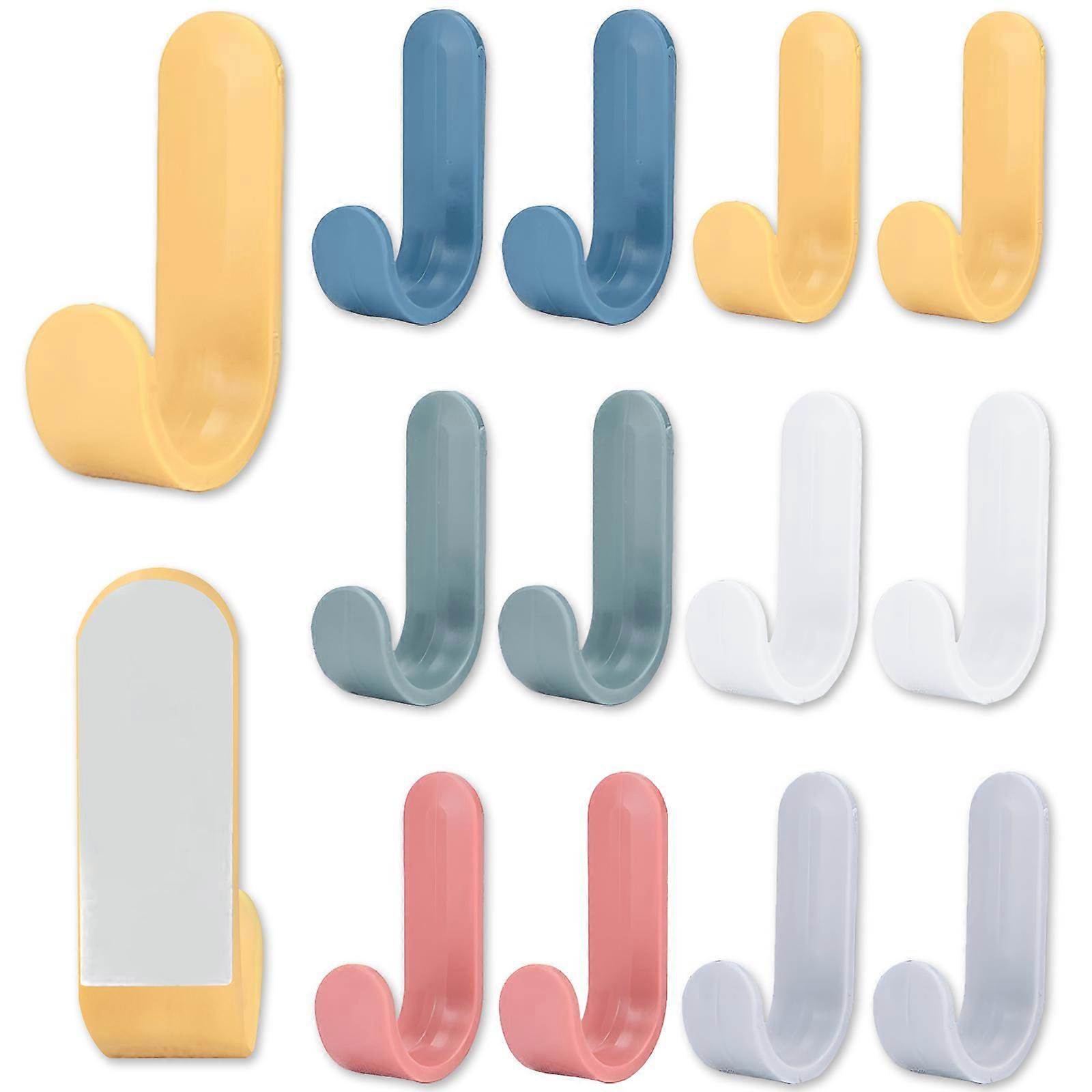 12 Pieces Strong Back-Mounting J-Hooks - 6 Colors