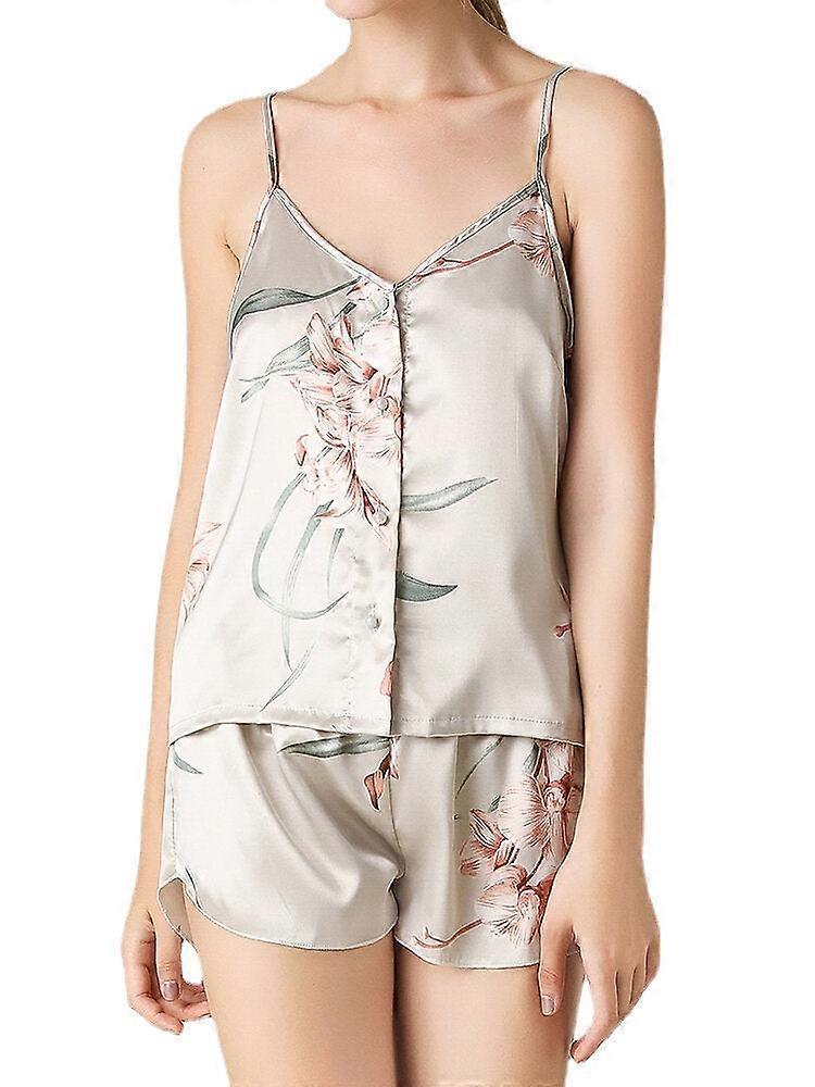 Women's Floral Spaghetti Strap Button-up Pajama Set