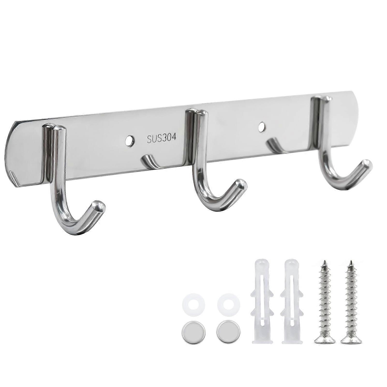 Multifunctional 3/4/5 Hooks Stainless Steel Hook Rail for Efficient Homes Storage in Bedroom Cabinet Bathroom Kitchen