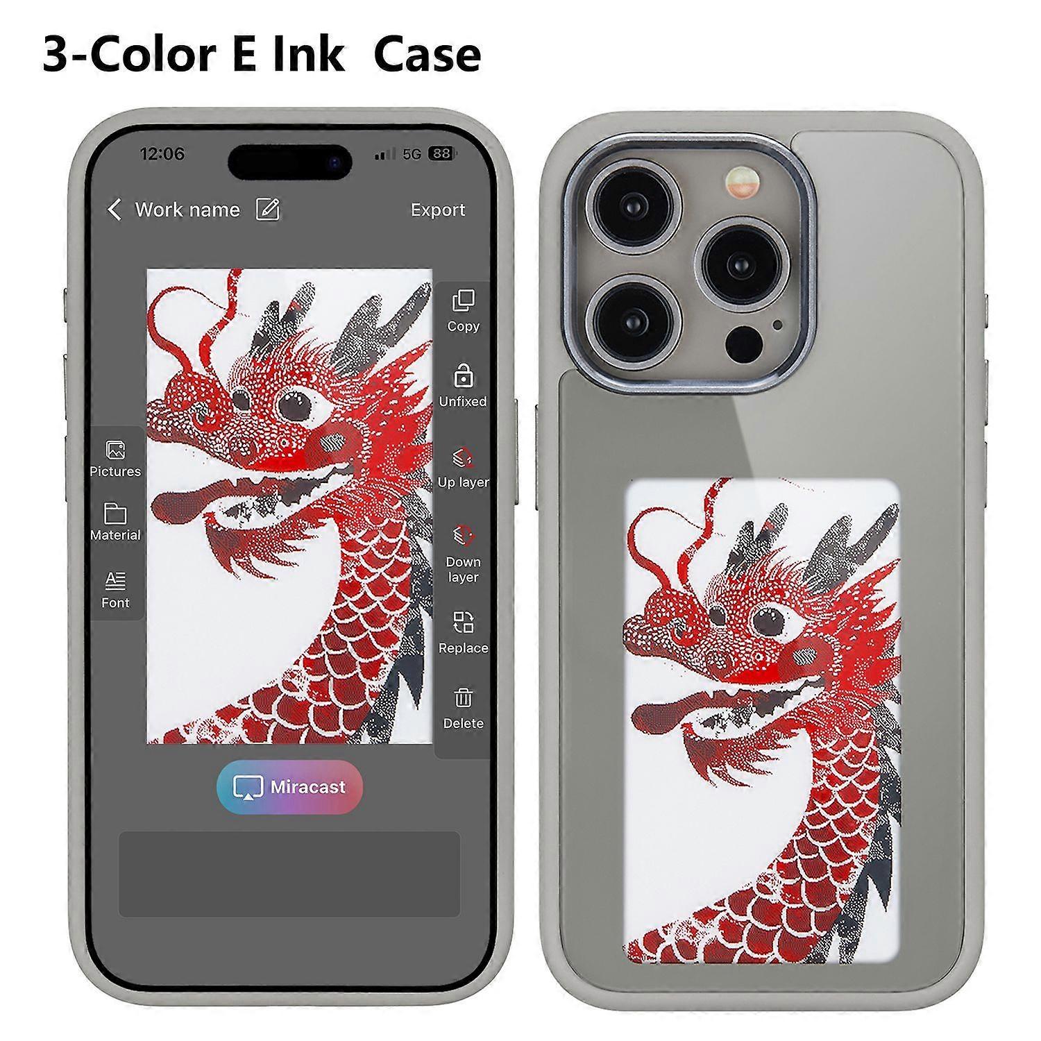 Customizable 3-Color E Ink Case for iPhone 14 Pro Max - Easily Customize with NFC