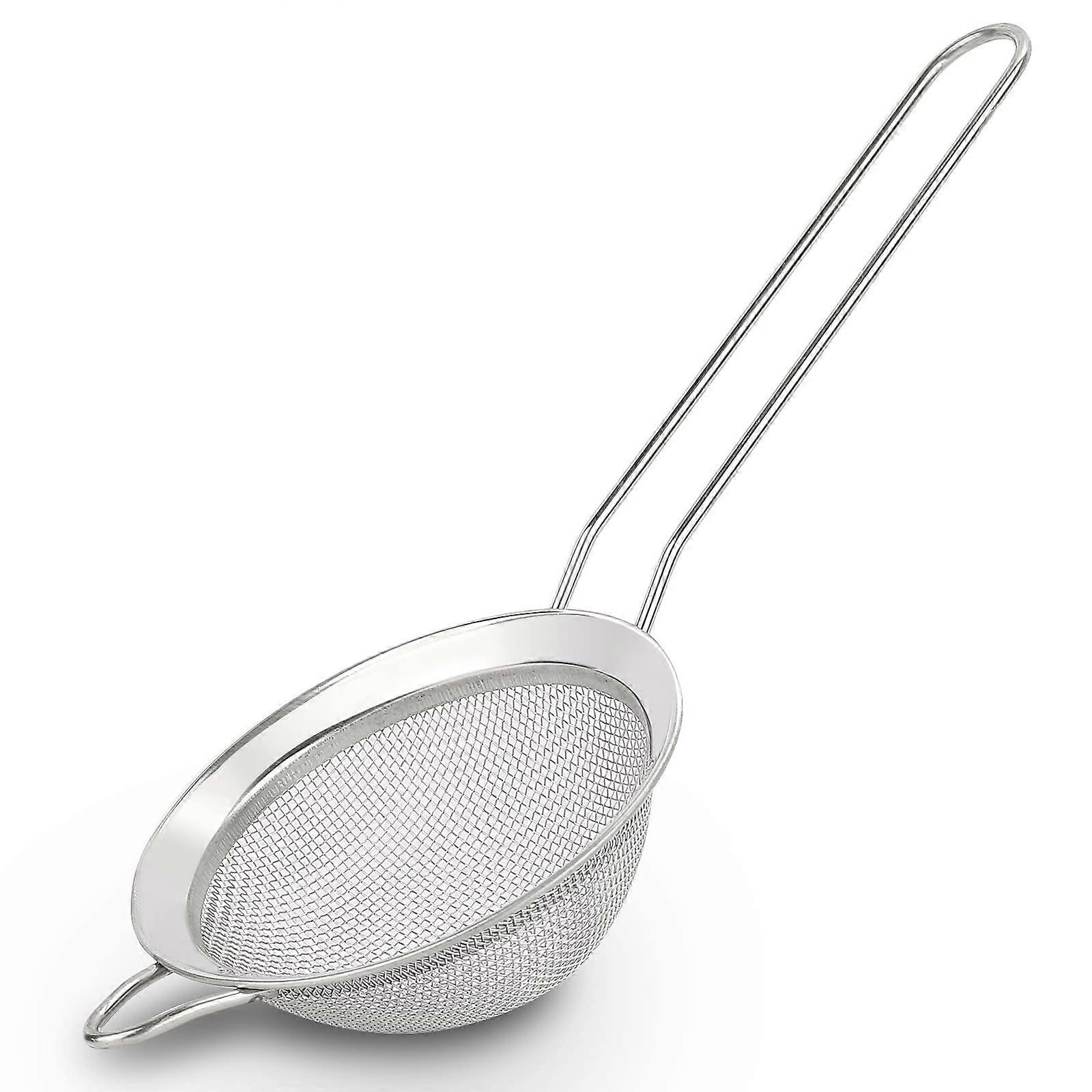 Stainless Steel Fine Mesh Strainer Sifter with Handle, 3-Inch Kitchen Tool for Straining, Sifting, and Rinsing
