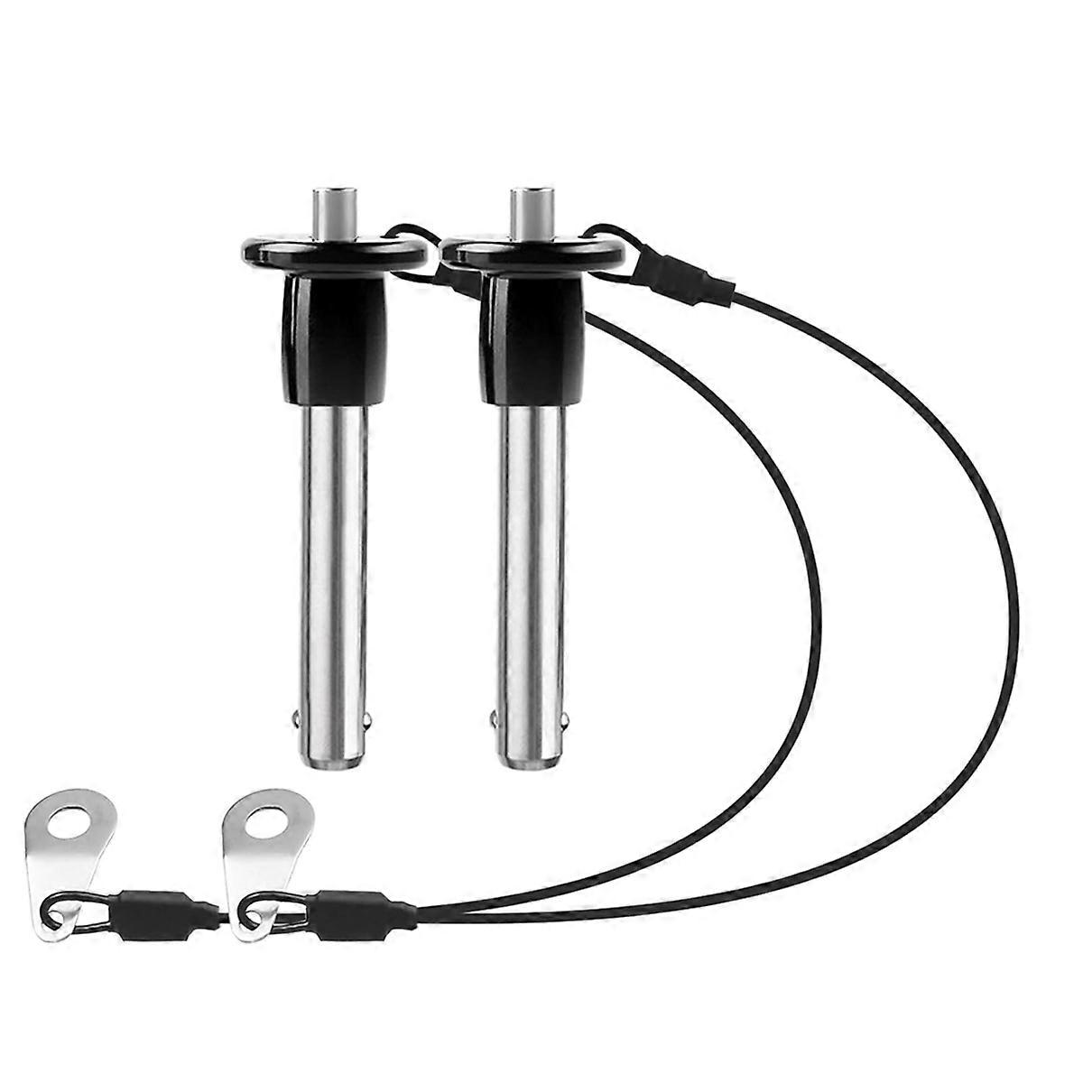 2 Pack 304 Stainless Steel Quick Release Pin Ball Locking Pin with Push Button Round Handle Lanyard