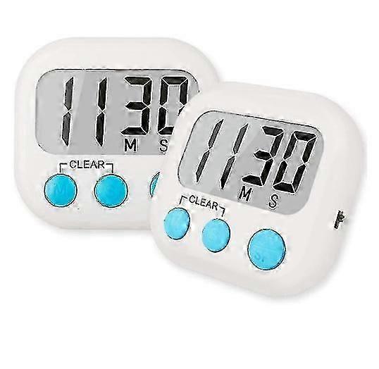 Timer,2 Pack Digital Kitchen Timer For Cooking Big Digits Loud Alarm Magnetic Backing Stand Cooking Timers For Baking White