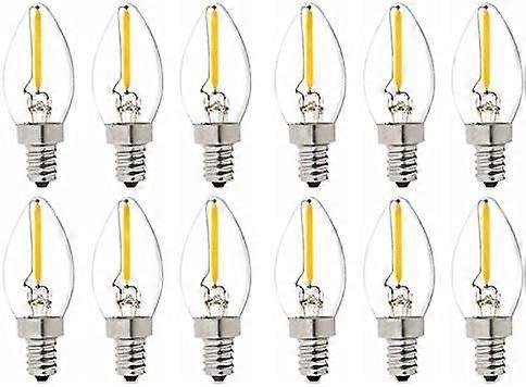 12PACK C7 1W LED Filament Bulb Classic Spherical Shape, 220V E14 Base, Warm White 2700K, 360 Beam Angle, 10 Watt Equivalent (12 Pack, 1 Watt)