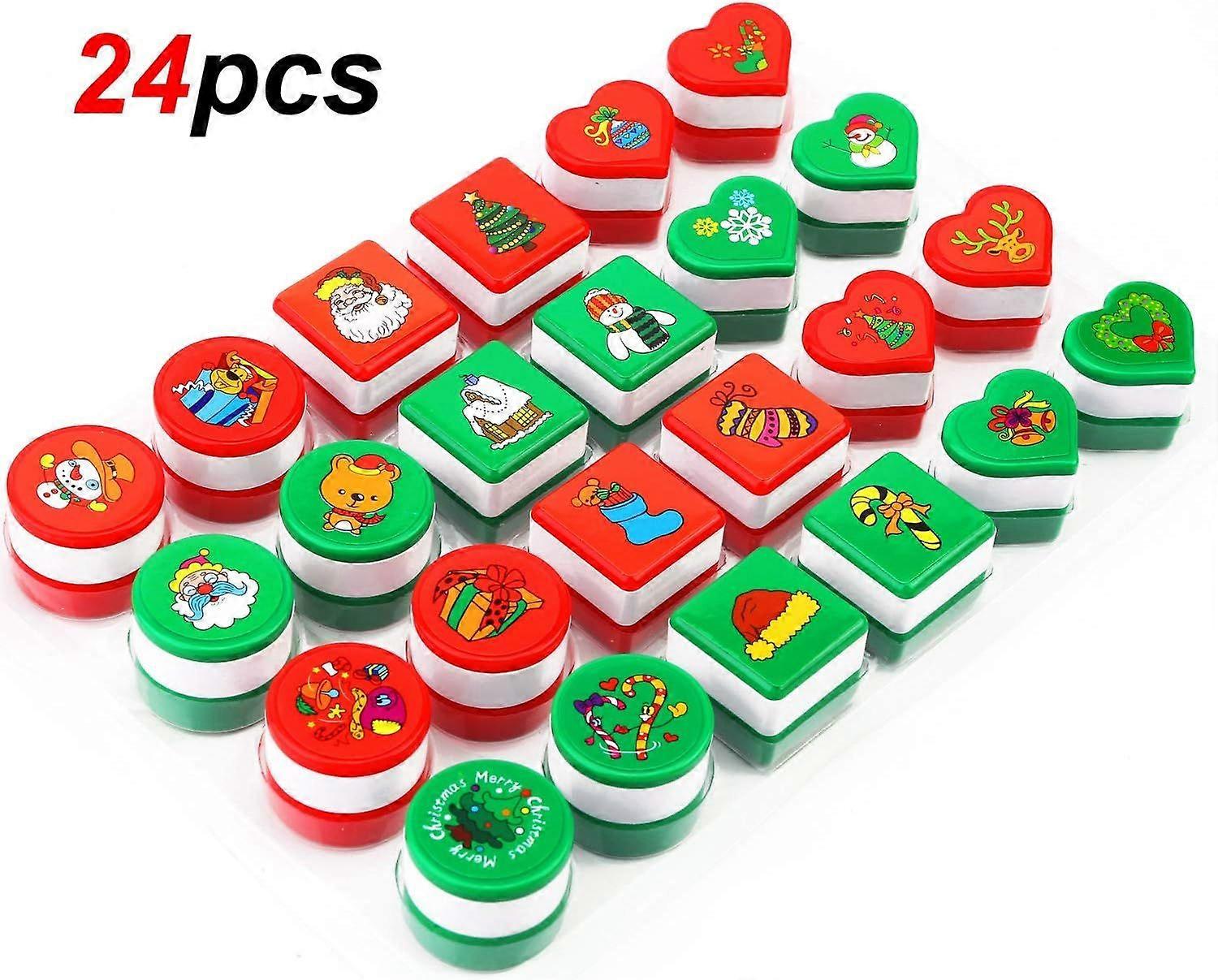 24 pcs חותמת חג המולד סימון עצמי בדיו חותמת חג המולד ילדים חג המולד עשה כרטיס תג מתנה