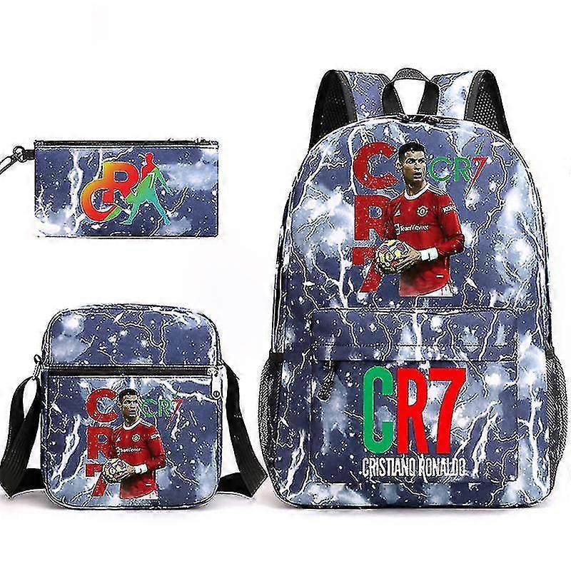 Sssxv 3pcs Cr7 Bookbag Kids Zaino Student Boys Girls School Bags Borsa a tracolla Set Zaini giornalieri Mochilas 12