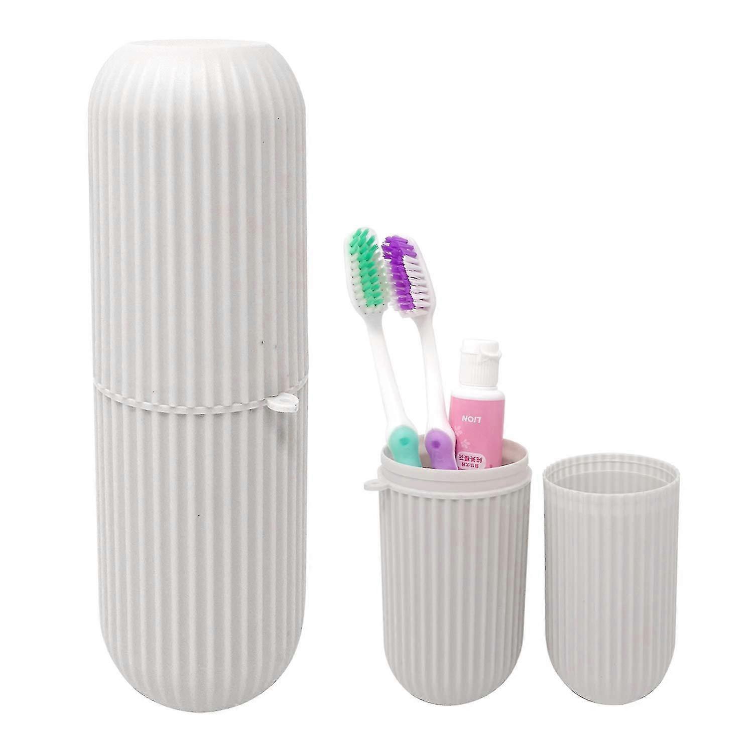 Portable Plastic Toothbrush Toothpaste Cup Case Box Holder Container compatible Travel (grey)