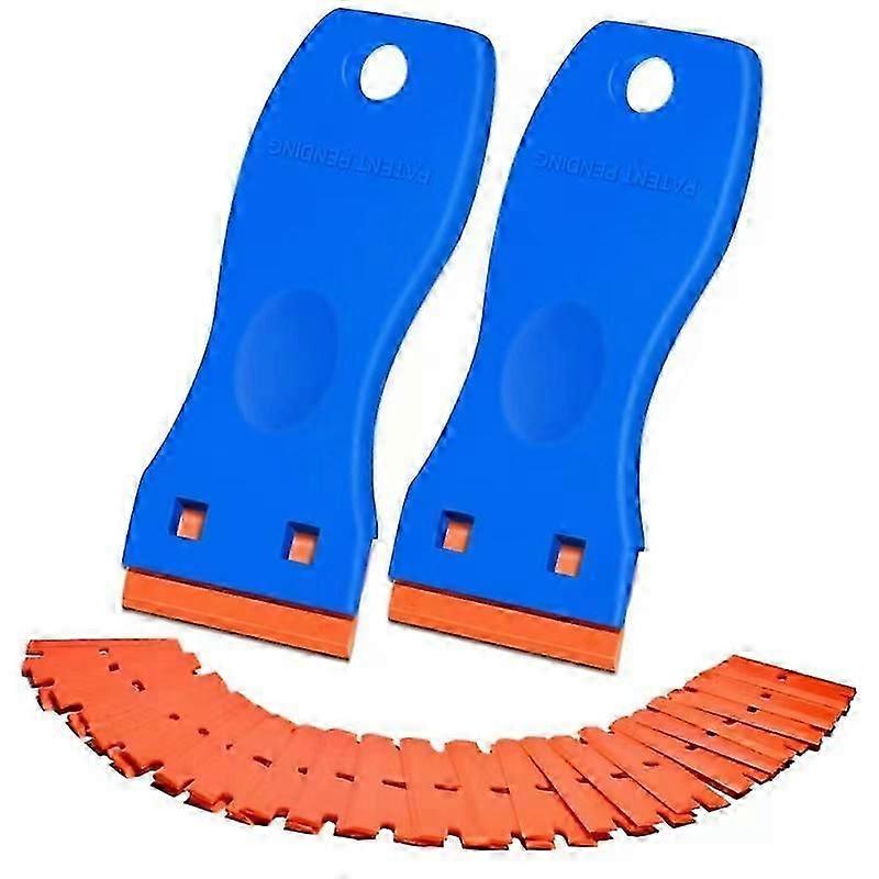 2pcs Car Foil Plastic Scraper Clean Glass Scraper with 50 Plastic Blades