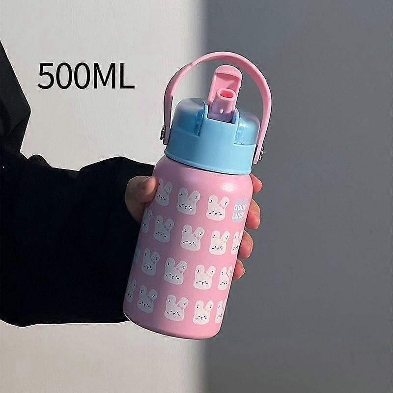 Insulated Water Bottles with Lids,17oz Stainless Steel Metal Water Bottle-Pink