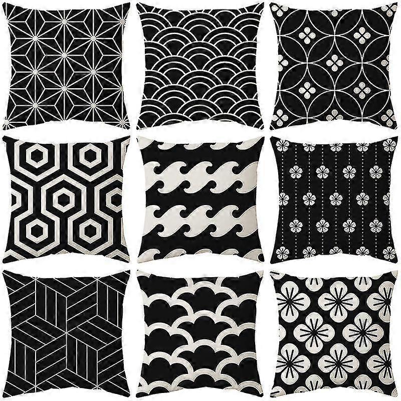 Set of 9 cushion covers,45 x 45 cm-Soft-Decorative-decoration for sofa chair and bedroom -simple geometric pattern