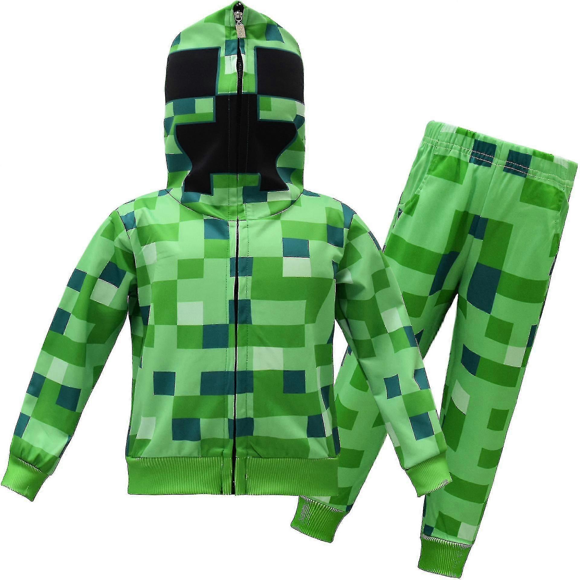 Minecraft Costumes For Older Children In Autumn Long-sleeved Suit Pullover + Pants Two-piece Set 7073