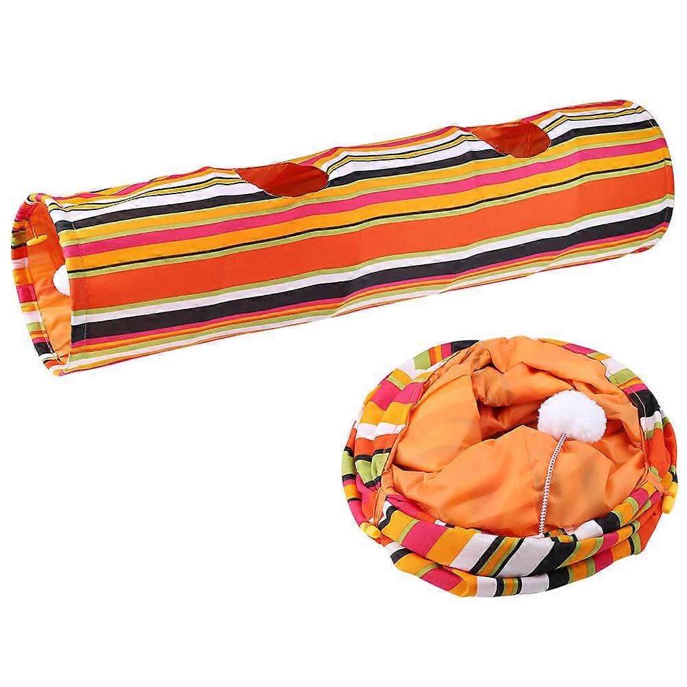 Cat Rainbow Tunnel Collapsible Pet Toy Tubes with a boll