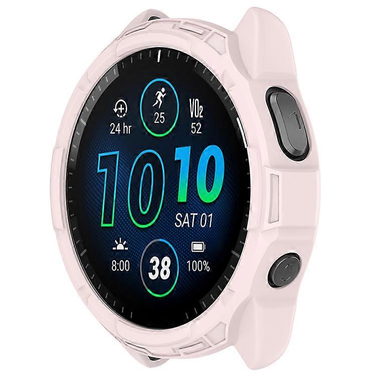 Watch Case TPU Soft Rubber Hollow Armor Protective Watch Case for Garmin Forerunner 965 (Light Pink)