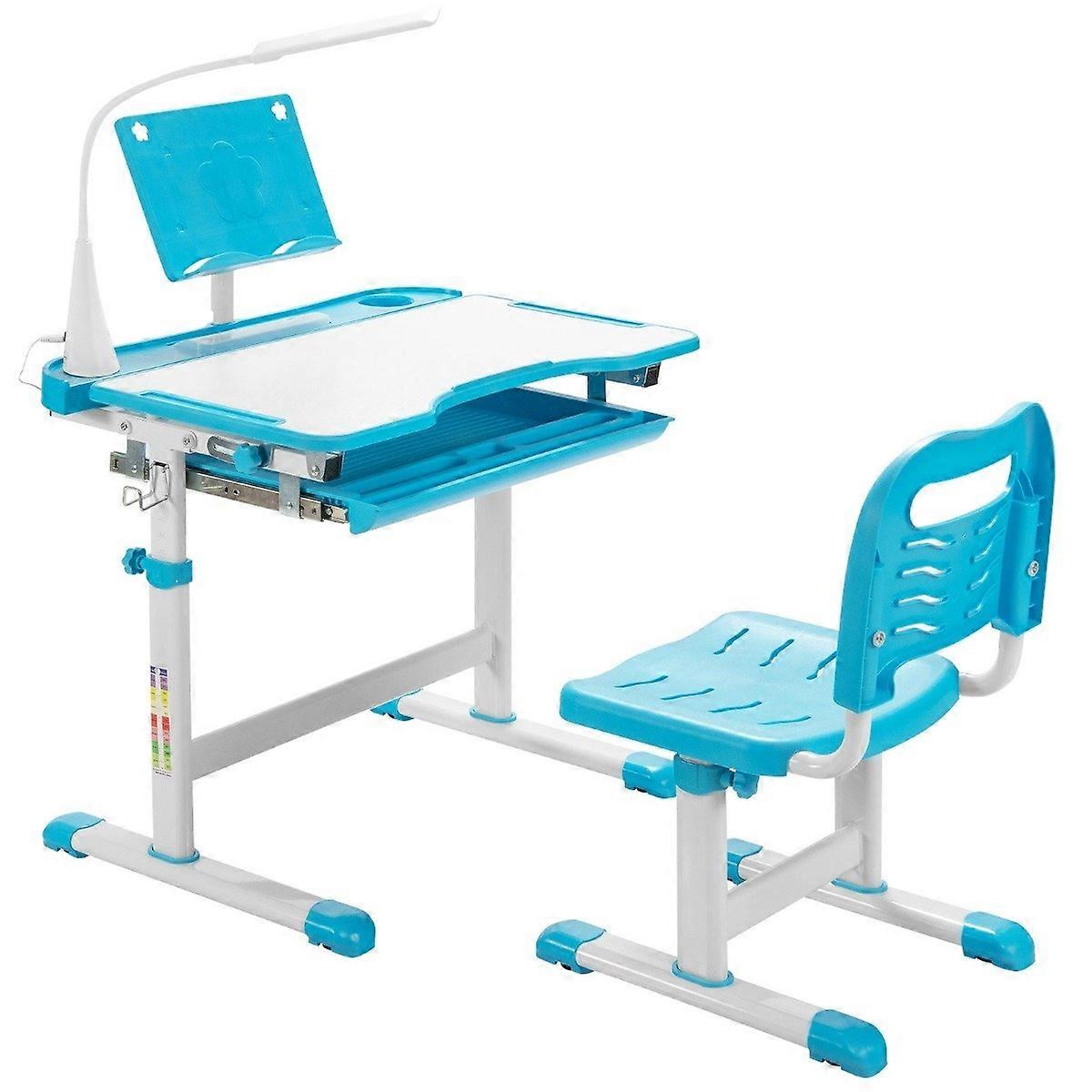 Children's table set with book stand & LED light for boys and girls blue