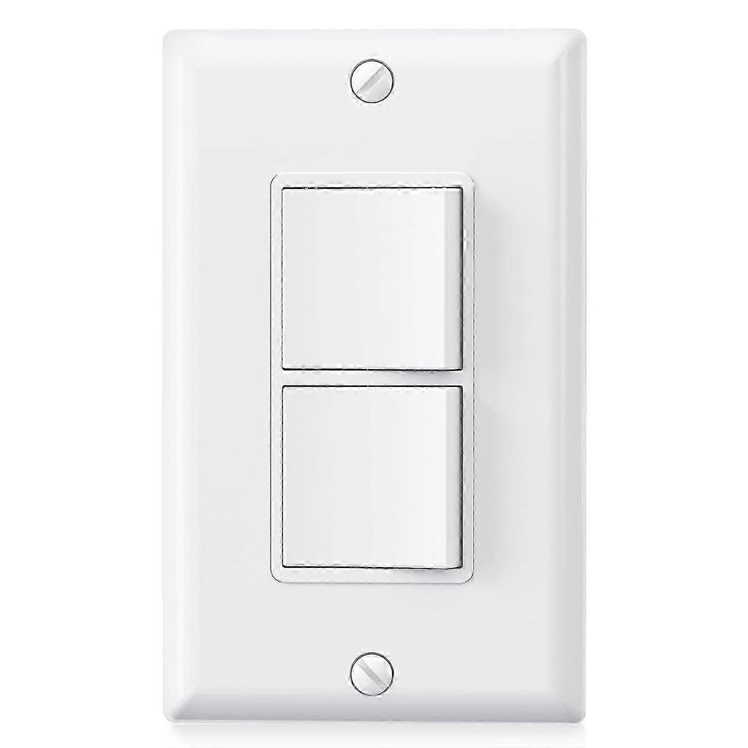 Single Pole Double Paddle Rocker Decorator Light Switch, 15 Amp Self-grounding