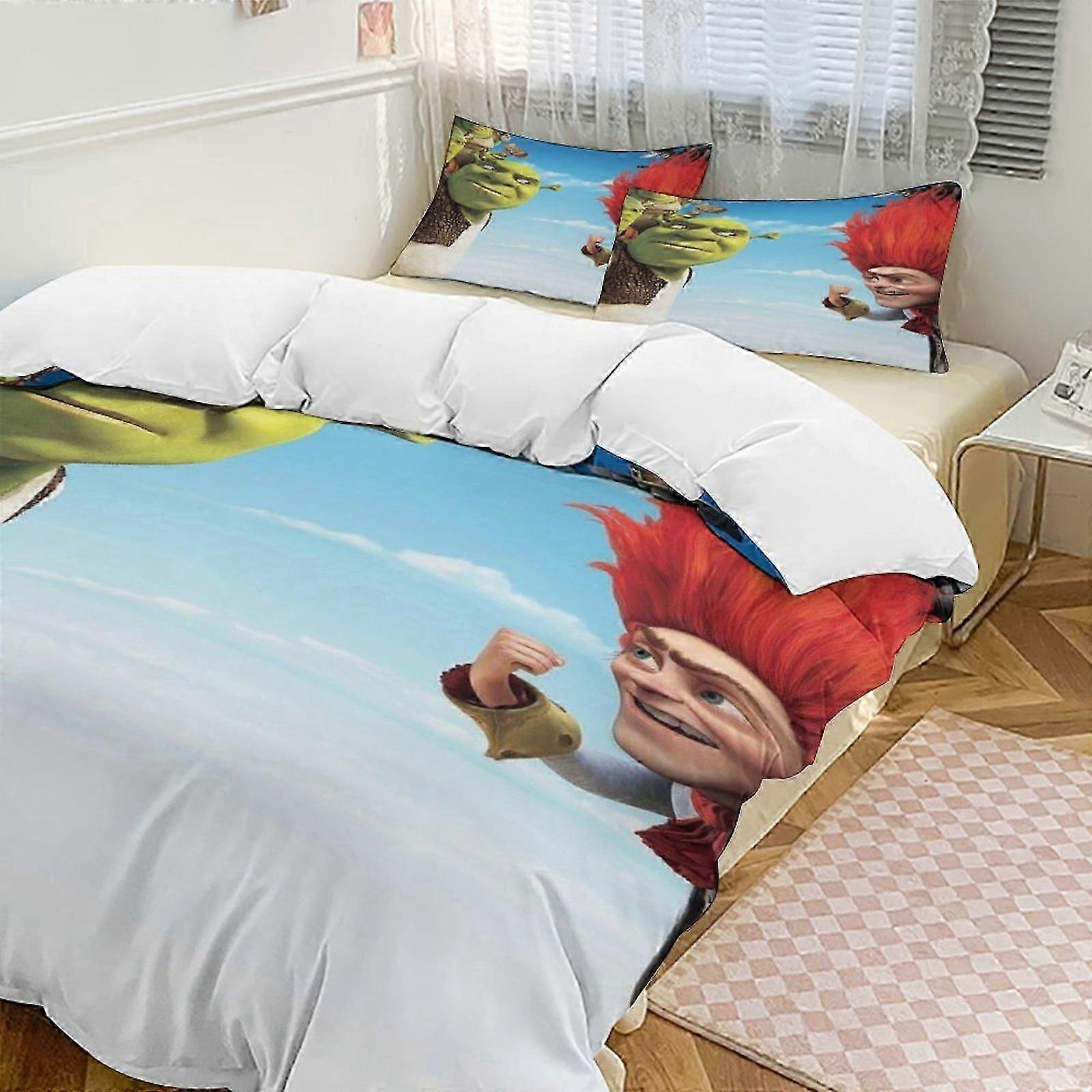a2423 Lençóis Shrek Conjunto de Cama Capa de Edredão Tema dos Desenhos Animados Lençóis de Quarto Infantil iip2423