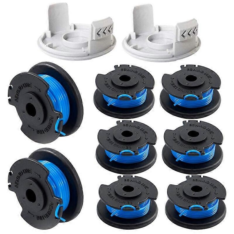 10 Packs Replacement Spool for Ryobi Thumb Trimmer, Compatible with Ryobi One+ AC14RL3A, Cordless String Trimmer, 8 Spools + 2 Cutting Caps,