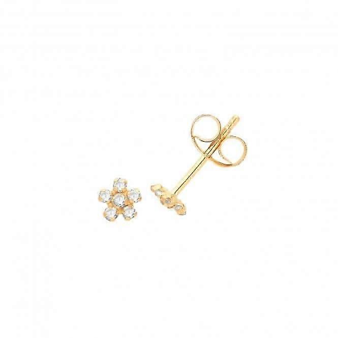 9ct Yellow Gold Zirconia Flower Studs ES718