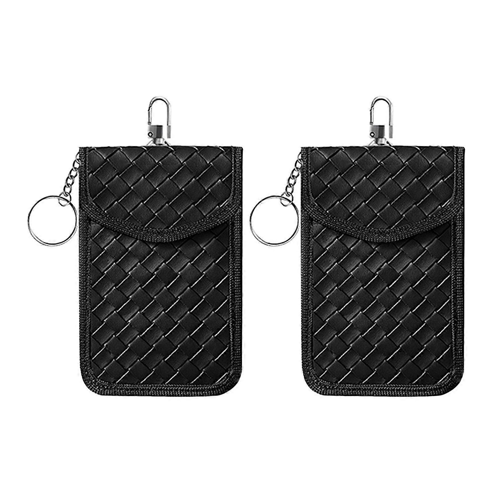 1Pc/2Pcs Key Fob Protector Carbon Fiber Car Key Shielding Bag RFID Blocking Security Anti-theft Car Key Pouch