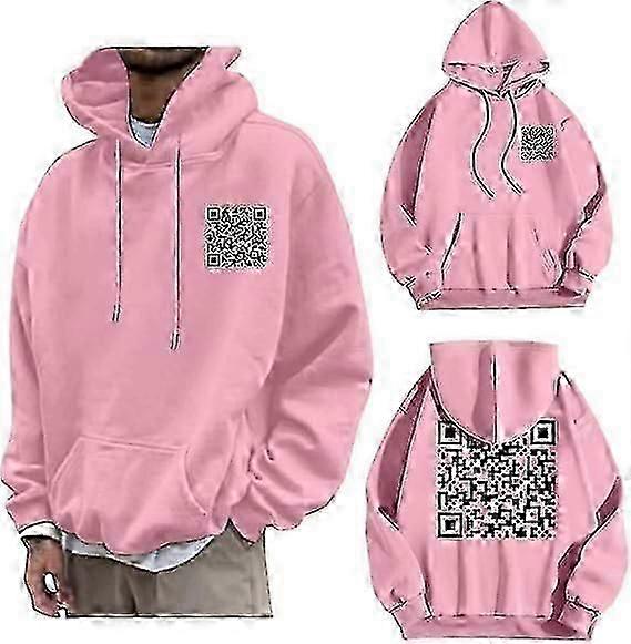 F**k You QR Bluza z kapturem Qr Scan Joke Bluza z kapturem Unisex, Unisex Oversize Bluza z kapturem Bluzy Koszulki Topy S-5XL S Różowy