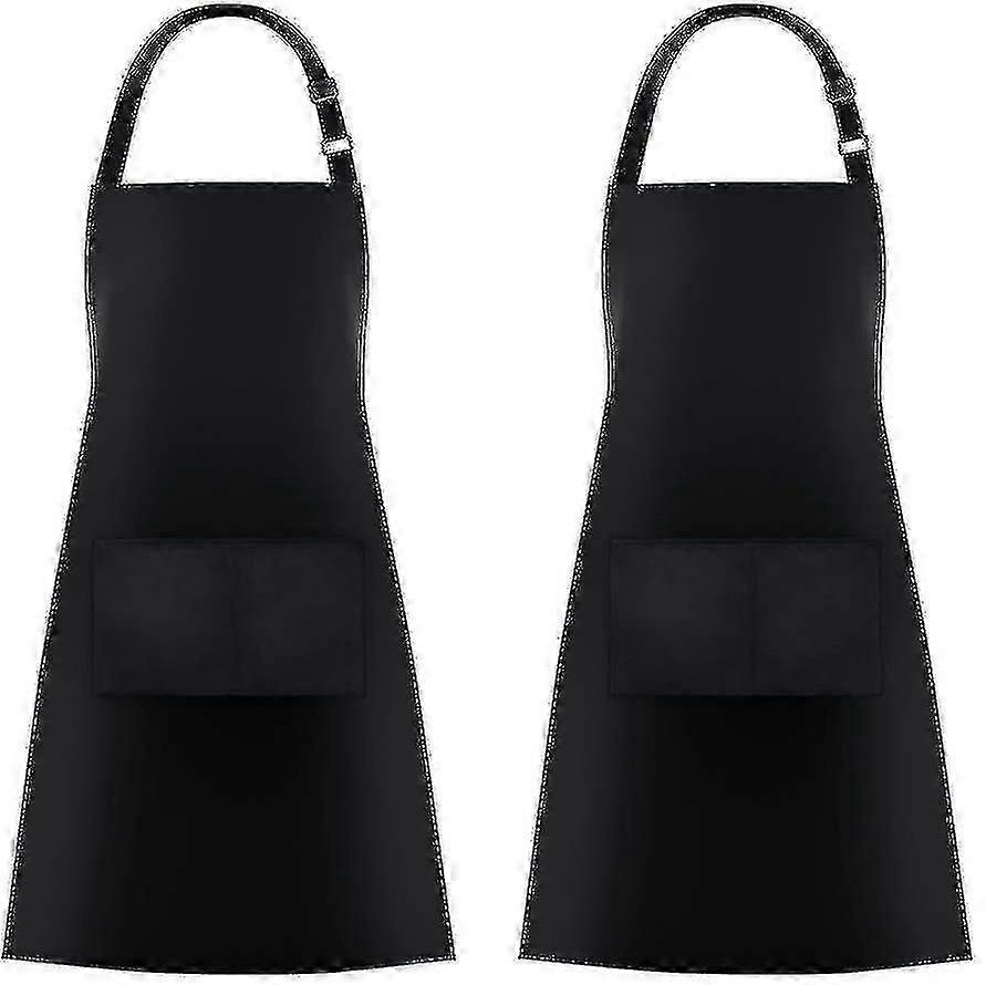2 pack bib apron with 2 Pockets, Cooking Chef Kitchen Apron, Black