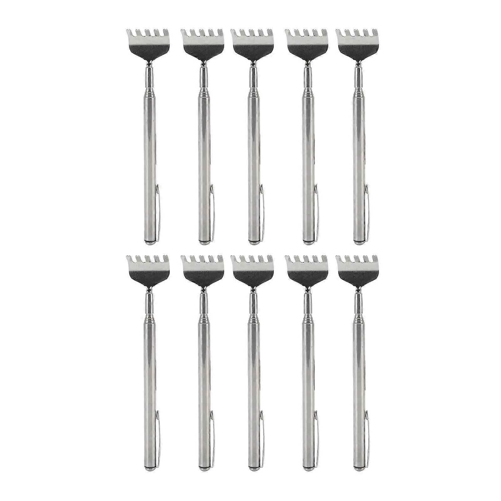 10pcs Back Scratcher Extendable Mini Portable Foldable Back Scratcher Telescoping with Pocket Clip for Relieve Itching,Sliver