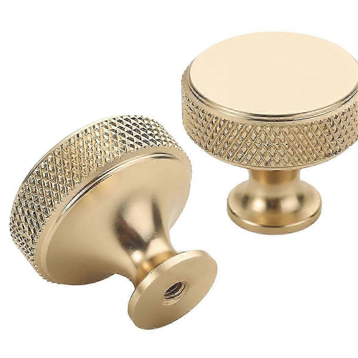 10 Pack 1.2 Inch Brushed Gold Cabinet Knobs Knurled Kitchen Cabinet Knobs Gold Drawer Knobs Round Dresser Knobs