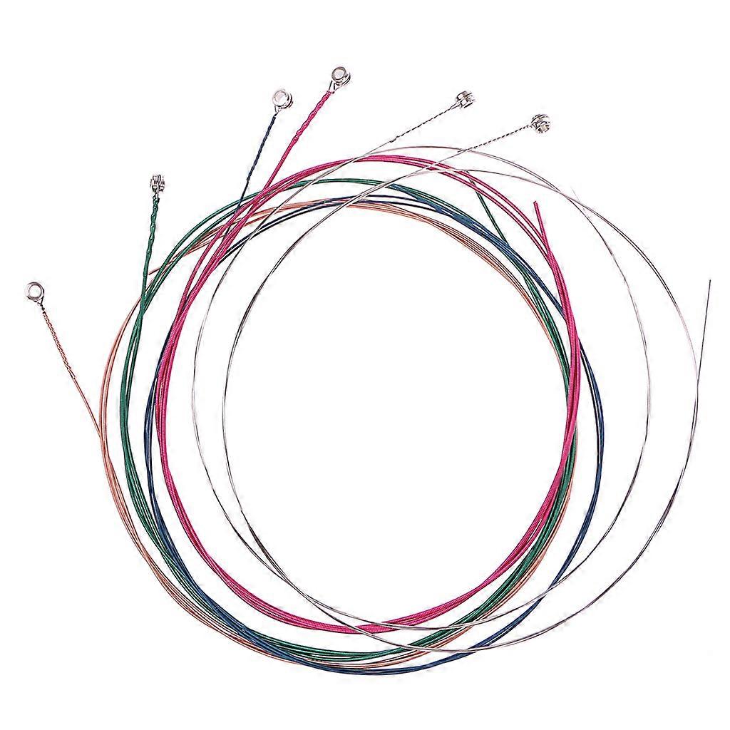 1 Set 6Pcs Rainbow Colorful Color Strings for Acoustic Guitar Ukulele Instrument Multi