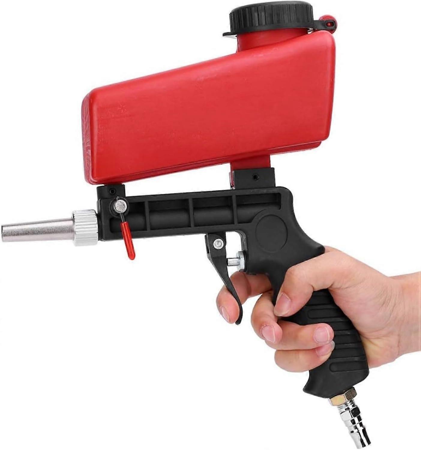 Adjustable Pneumatic Sandblasting Gun - 90PSI Portable Gravity Sand Blaster Tool for Surface Cleaning