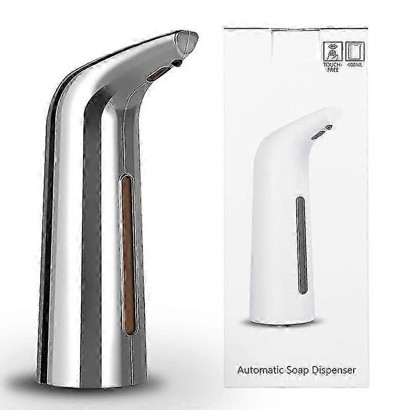 Infrared Sensor Soap Dispenser, 400ml Non-touch Fully Automatic Liquid Soap Soft Hand Dispenser, (silver)