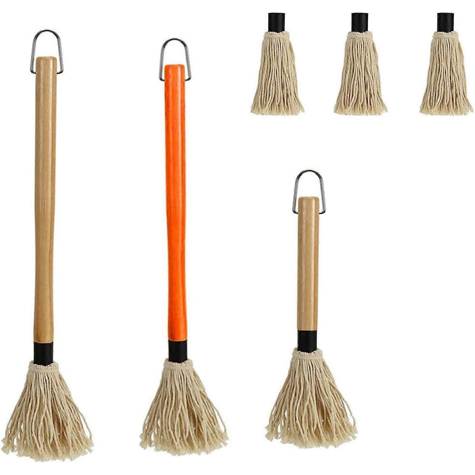 Basting Brushes Grill Mop Set Kitchen Brushes Set Grilling Brushes Set with Wood Handle for BBQ Baking and Kitchen Use
