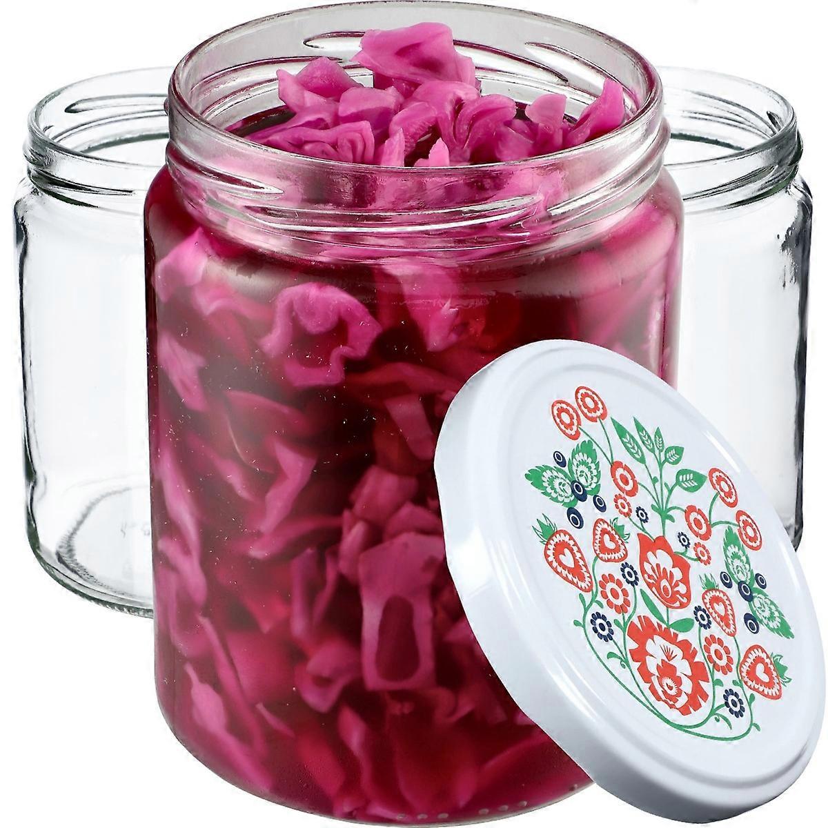 KADAX Zavařovací sklenice na Maki zavařeniny 540ml 8ks 82mm + víčka "Folklore"