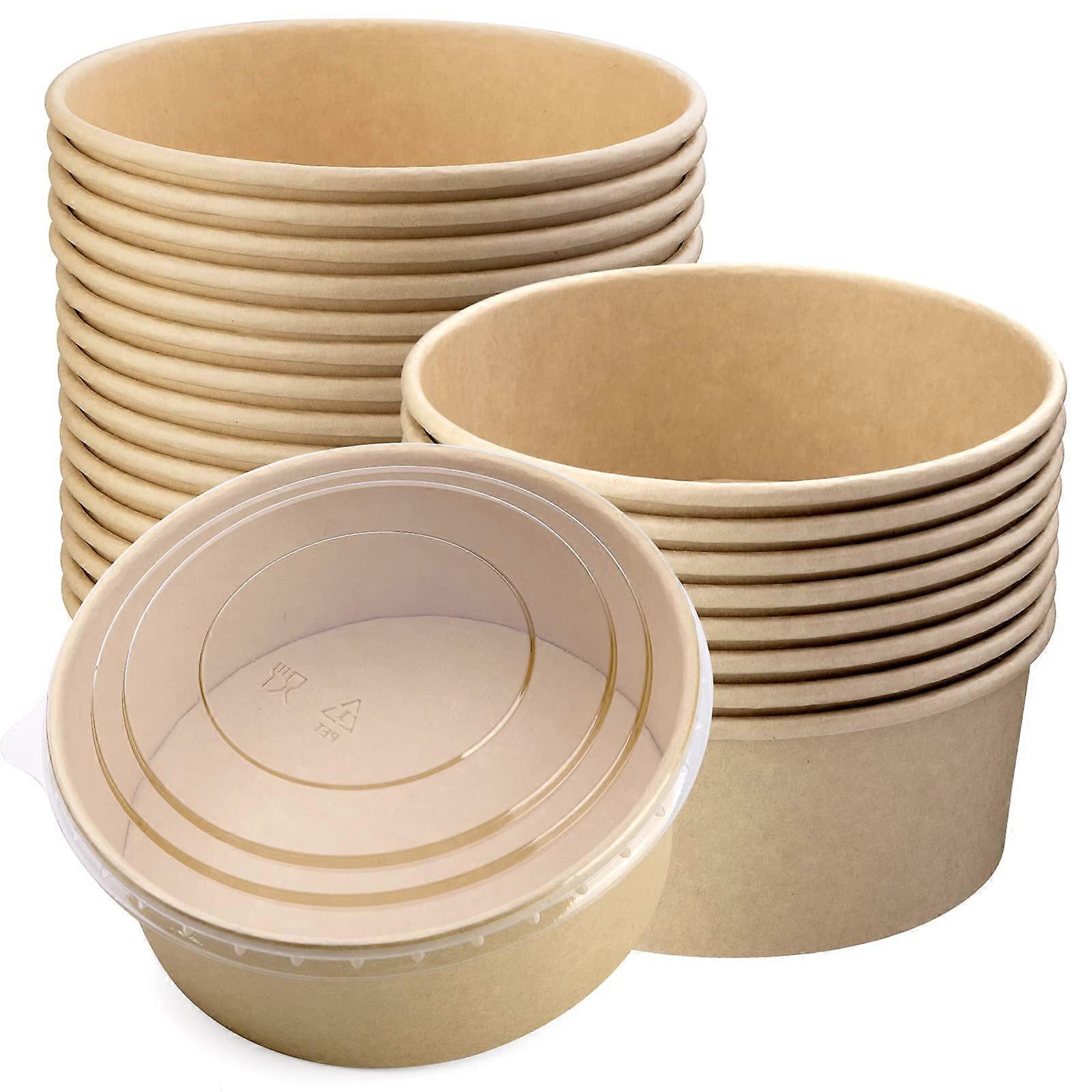25 Pcs Disposable Paper Salad Bowls for Salad and Ice Cream 37 oz