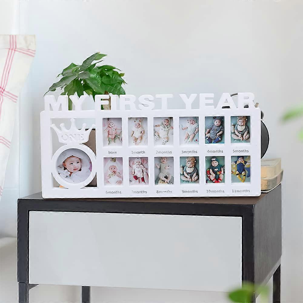 My First Year Photo Frame Newborn Baby Keepsake Monthly Milestone Desktop Picture Frame White